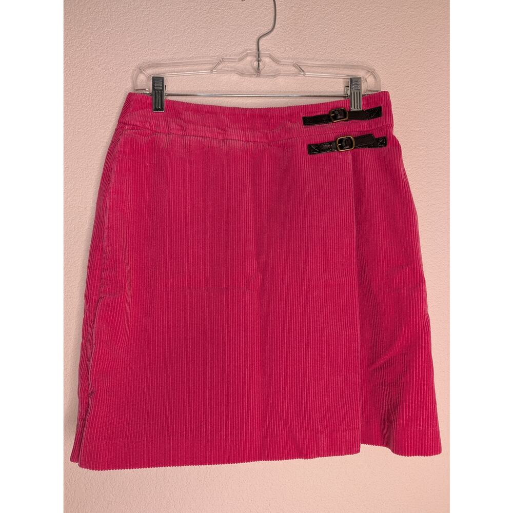 Boden Pink Corduroy Wrap Mini Skirt Buckle Detail 6 *READ